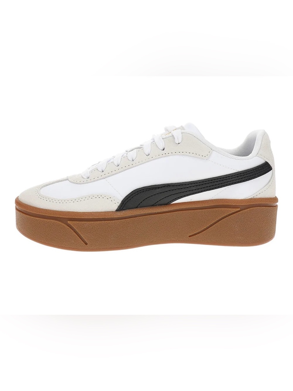 Puma White Black Low-Top Platform Sneakers with Gum Sole - Picture 3 of 13